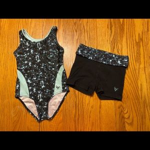 Justice leotard and shorts